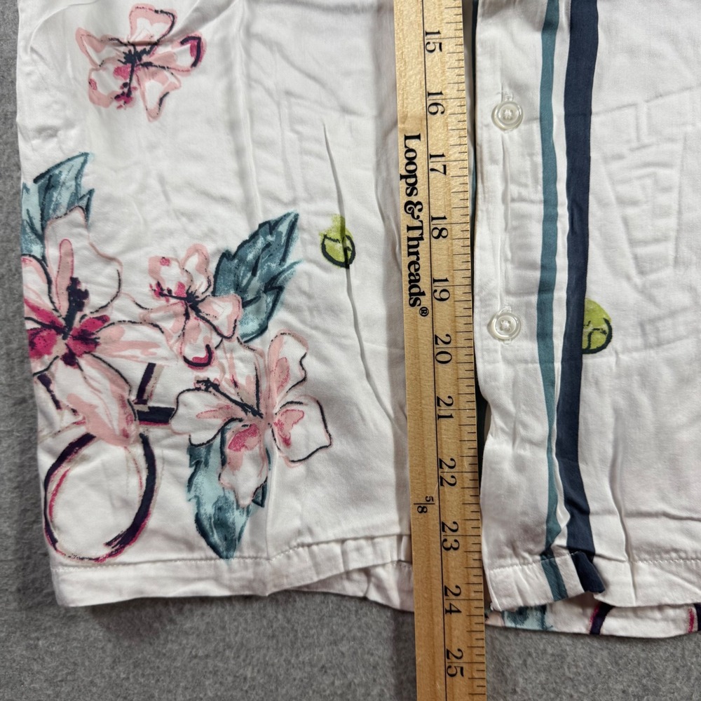 Abercrombie & Fitch Shirt Mens Small White Pink Floral Tennis Camp Button Up - Picture 6 of 8